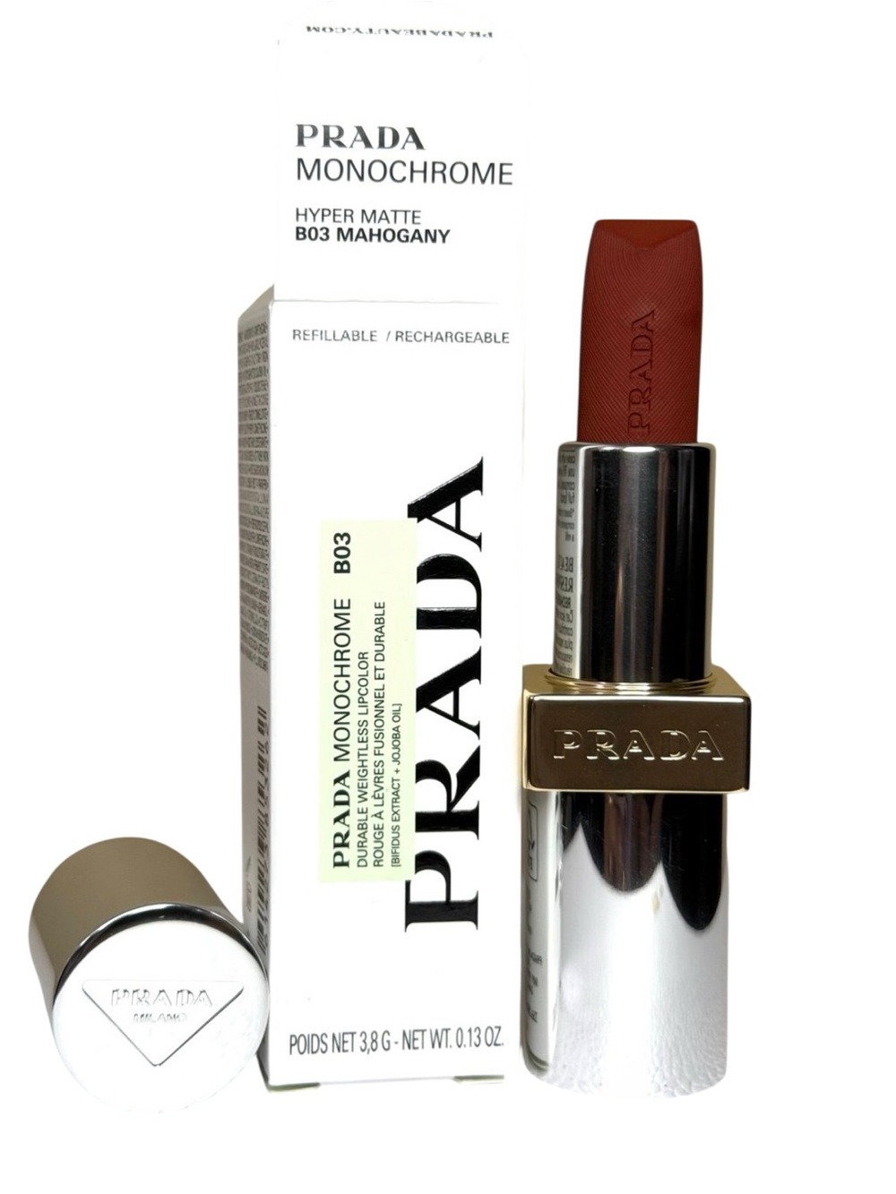 PRADA MONOCHROME HYPER MATTE B03
MAHOGANY. New In box, Never opened 0.04oz